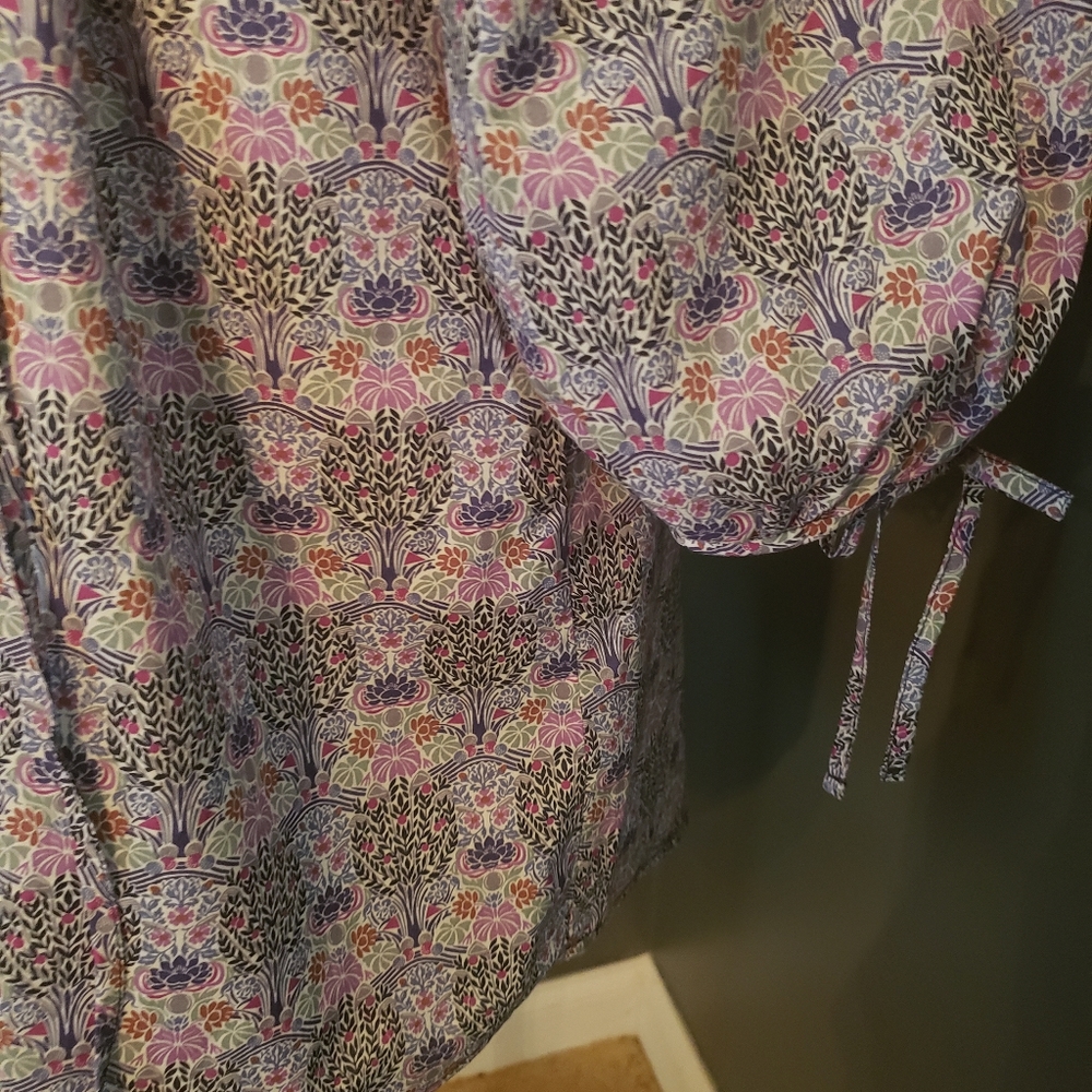 Tie-sleeve button-front organic cotton dress in Liberty® L BG129 NWT SOLD OUT - Picture 9 of 12
